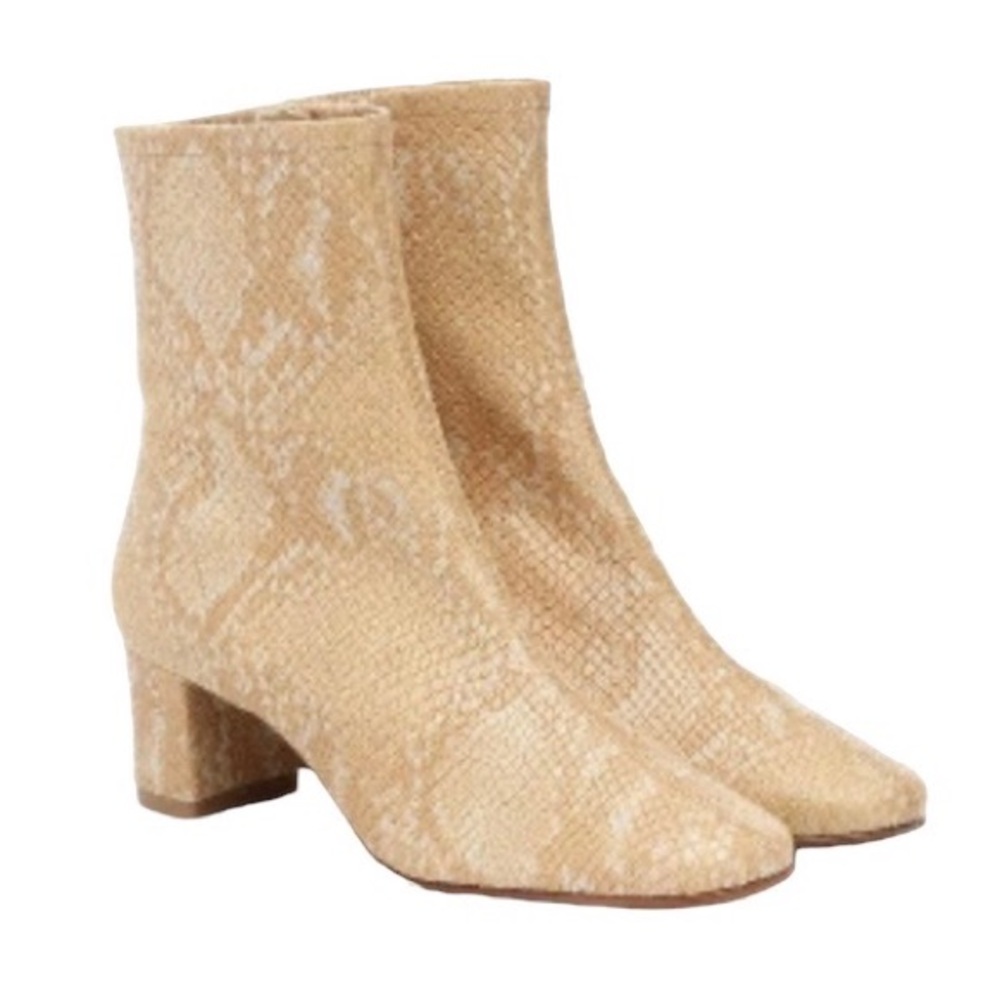 BY FAR Beige Snakeskin Ankle Boots
